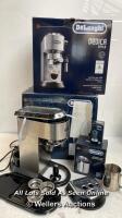* DE'LONGHI DEDICA TRADITIONAL ESPRESSO COFFEE MACHINE SET / FOR SPARES & REPAIRS / SEE IMAGES / UNTESTED
