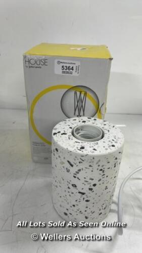 *JOHN LEWIS & PARTNERS TERRAZZO BULB HOLDER TABLE LAMP / APPEARS NEW OPEN BOX / NOT FULLY TESTED