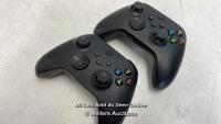 *BOX OF: MICROSOFT QAT-00002 XBOX WIRELESS CONTROLLER [001_020822] / MICROSOFT QAT-00002 XBOX WIRELESS CONTROLLER [001_020822] / BOTH APPEARS IN GOOD CONDITION / UNTESTED DUE TO HAVING NO BATTERY [] /