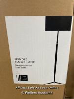* JOHN LEWIS & PARTNERS SPINDLE WOODEN FLOOR LAMP / APPEARS NEW, OPEN BOX / NOT FULLY TESTED