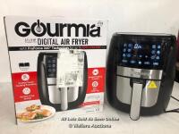*GOURMIA 5.7L DIGITAL AIR FRYER WITH 12 ONE TOUCH COOKING FUNCTIONS / POWERS ON / SIGNS OF USE