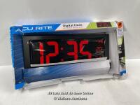 *18" DIGITAL LED CLOCK & THERMOMETER / MINIMAL, IF ANY, SIGNS OF USE