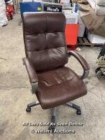 *DAMS CATANIA BROWN LEATHER EXECUTIVE CHAIR / MATERIAL IN GOOD CONDITION, SOME INDENTATIONS PRESENT, HYDRAULICS IN WORKING ORDER