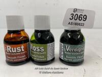 *DIRTY DOWN WATER SOLUBLE PAINT - SET OF 3 25ML PAINTS (RUST, MOSS & VERDIGRIS)