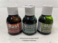 *DIRTY DOWN WATER SOLUBLE PAINT - SET OF 3 25ML PAINTS (RUST, MOSS & VERDIGRIS)