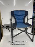 *TIMBERRIDGE FOLDING DIRECTOR'S CHAIR WITH SIDE TABLE / SIGNS OF USE/TEAR ON SEAT/FRAYED EDGES