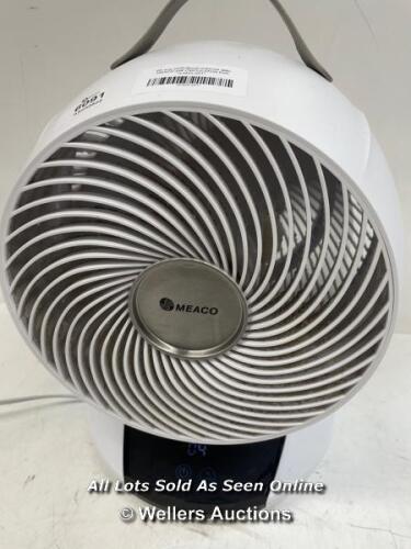 *MEACO AIR CIRCULATOR FAN / POWERS UP AND APPEARS FUNCTIONAL, SIGNS OF USE, NO REMOTE