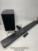 *LG SOUNDBAR SL8YG WITH WIRELESS SUB / POWERS UP/CONNECTS TO BLUETOOTH/PLAYS MUSIC/NO POWER CABLE FOR SUB