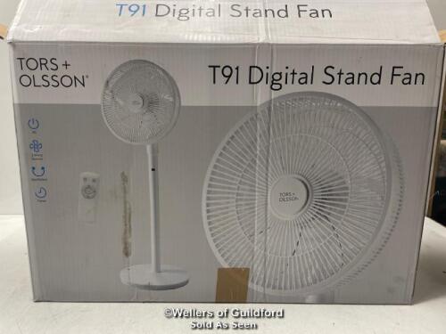 *TORS & OLSSON DIGITAL STAND FAN / FOR SPARES AND REPAIRS, NO POWER, DAMAGED BLADE