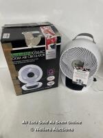 *MEACO AIR CIRCULATOR FAN / POWERS UP AND FUNCTIONAL / DOES NOT OSCOLATE LEFT AND RIGHT / MISSING REMOTE