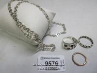 * SILVER NECKLACE AND X3 SILVER RINGS