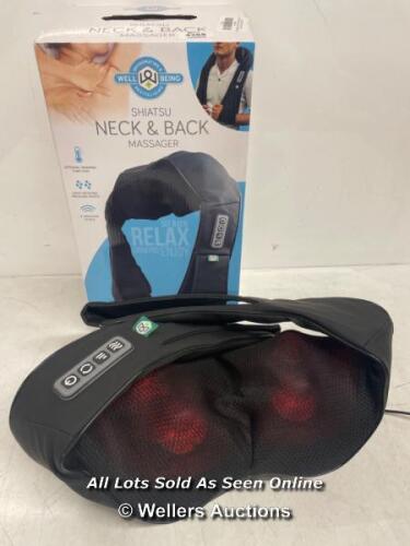 *WELLBEING SHIATSU NECK MASSAGER / POWERS UP AND APPEARS FUNCTIONAL, MINIMAL SIGNS OF USE