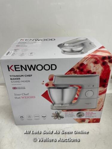 *KENWOOD TITANIUM CHEF BAKER STAND MIXER (WHITE) KVC65.001WH / APPEARS NEW, OPENED BOX