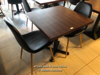*2X SEATER TABLE AND 2X MATCHING CHAIRS, TABLE 70CM (W) X 70CM (W) X 90CM (H),CHAIRS 45CM (W) X 45CM (W) X 90CM (H)