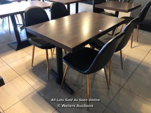 *4X SEATER TABLE AND 4X MATCHING CHAIRS, TABLE 100CM (W) X 70CM (D) X 73CM (H), CHAIRS 45CM (W) X 45CM (W) X 90CM (H)