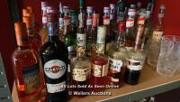 *SHELF OF VARIOUS OPENED SPIRITS INC. MARTINI, SOUTHERN COMFORT WITH VARIOUS SYRUPS (LOCATED UPSTAIRS, BUYER TO REMOVE)