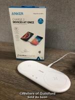 *ANKER POWERWAVE 10 DUAL CHARGING PAD / BOTH CHARGERS APPEAR FUNCTIONAL