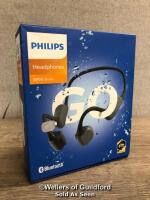 *PHILIPS TAA6606BK/00 BONE CONDUCTION BLUETOOTH HEADPHONES / POWERS UP AND CONNECTS TO BLUETOOTH