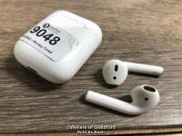 *APPLE AIRPODS 2ND GEN MV7N2ZMA WITH CHARGING CASE / CONNECTS TO BLUETOOTH, PLAYS MUSIC THROUGH RIGHT EAR POD ONLY
