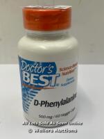 *DOCTOR'S BEST D-PHENYLALANINE, 500 MG, 60 VEGGIE CAPSULES / NEW [XOL259]