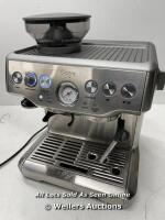 *SAGE BARISTA EXPRESS BES875BSS PUMP COFFEE MACHINE / POWERS UP/SIGNS OF USE/MISSING PORTAFILTER