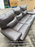 *TOMLIN LEATHER 3 SEATER SOFA POWER RECLINE SOFA /UNTESTED NEED TO CLEAR