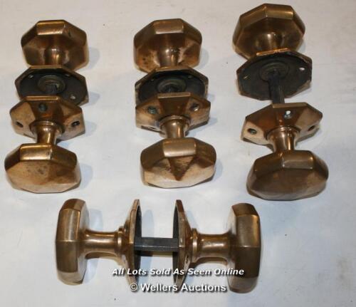 RARE SET OF FOUR PAIRS GOTHIC STYLE SOLID BRASS DOOR HANDLES
