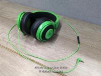 *RAZER KRAKEN GAMING HEADSET / POWERS UP / APPEARS FUNCTIONAL / AUDIO CAME THROUGH IN BOTH EARS / NO BOX