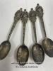 ASSORTED ANTIQUE E.P.N.S. METALWARE INCLUDING TROPHY DATED 1876, 1937 CORONATION SPOONS AND SALT & PEPPER SHAKERS - 6