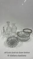 QUANTITY OF CUT GLASS INCLUDING DECANTERS, BRANDY GLASSES AND BOWLS