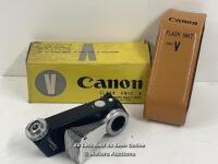 CANON FLASH UNIT MODEL V, BOXED WITH CASE