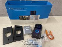 *RING RVD3 DOORBELL 3 WITH CHIME VIDEO / POWERS UP / SIGNS OF USE / SEE IMAGES FOR CONTENTS