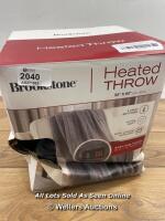 *BROOKSTONE HEATED THROW (50"X60") / POWERS UP/APPEARS TO BE NEW/DAMAGED BOX
