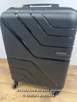 *AMERICAN TOURISTER JETDRIVER CABIN CASE/ APPEARS IN GOOD CONDITION/WHEELS,HANDLESAND ZIPS WORKING/COMBINATION LOCK LOCKED
