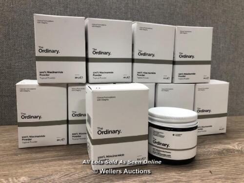 10X THE ORDINARY. 100% NIACINAMIDE POWDER, TROPICAL POWDER, 20G, ALL EXPIRED, DATES VARY, NEW