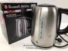 *RUSSELL HOBBS BUCKINGHAM QUIET BOIL 1.7 L 3000 W KETTLE 20460 - BRUSHED STAINLESS STEEL SILVER / POWERS UP, NOT FULLY TESTED FOR FUNCTIONALITY [2990]