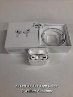 *APPLE AIRPODS PRO / WITH CHARGING POD / MWP22ZM/A / CONNECTS TO BLUETOOTH / APPEARS TO BE FUNCTIONAL [2991]