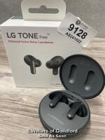 *LG UFP5 WIRELESS EARBUDS / POWERS UP / CONNECTS TO BLUETOOTH AND PLAYS MUSIC