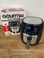 *GOURMIA 5.7L DIGITAL AIR FRYER WITH 12 ONE TOUCH COOKING FUNCTIONS / POWERS UP / SIGNS OF USE