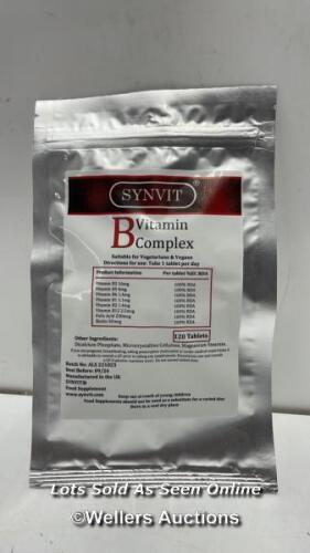 *SYNVIT® VITAMIN B COMPLEX 120TAB 100% RDA B1,B2,B3,B5,B6,B12,BIOTIN & FOLIC ACID / STAFF REF. B