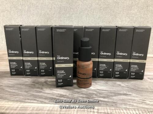 10X THE ORDINARY. COVERAGE FOUNDATION, 3.3N, VERY DEEP - NEUTRAL, SPF 15, 30ML, NEW