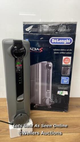 *DE'LONGHI RADIA S OIL FILLED 1.5KW GREY RADIATOR TRRS0715E.G / POWERS UP, MINIMAL SIGNS OF USE