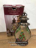 *13.9 INCH (35.4CM) HOLIDAY LANTERN WITH LED LIGHTS / MINIMAL SIGNS OF USE, UNTESTED, REQUIRES BATTERIES