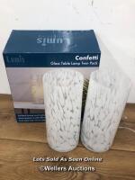 *CONFETTI TOUCH GLASS TABLE LAMPS, 2 PACK / APPEARS NEW, OPEN BOX WITH MINIMAL SIGNS OF USE / NOT FULLY TESTED