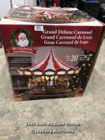 *DELUXE 17" CHRISTMAS CAROUSEL TABLE TOP ORNAMENT WITH LED LIGHTS & SOUNDS / APPEARS NEW, DAMAGED BOX