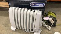 *DELONGHI TRNS0808M 800W OIL FILLED SMALL RADIATOR / MINIMAL SIGNS OF USE / POWERS UP & APPEARS FUNCTIONAL / BOXED