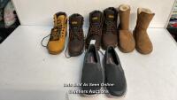 *BOX OF ODDS SHOES DEWALT AND SHEARLING BOOTS