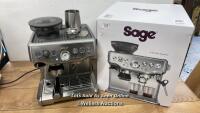 *SAGE BARISTA EXPRESS BES875BSS PUMP COFFEE MACHINE / POWERS UP SIGNS OF USE