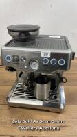 *SAGE BARISTA EXPRESS BES875BSS PUMP COFFEE MACHINE / POWERS ON/SOME SIGNS OF USE/NO BOX