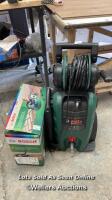 *BOSCH AQUATAK 140 PRESSURE WASHER / POWERS ON/SIGNS OF USE/WITH PATIO CLEANER HEAD
